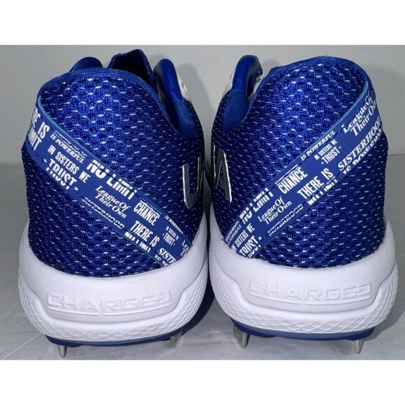 Under Armour Glyde 2 MT Womens 5.5 Metal Softball Cleats White Blue 3026601-101 - Picture 5 of 6